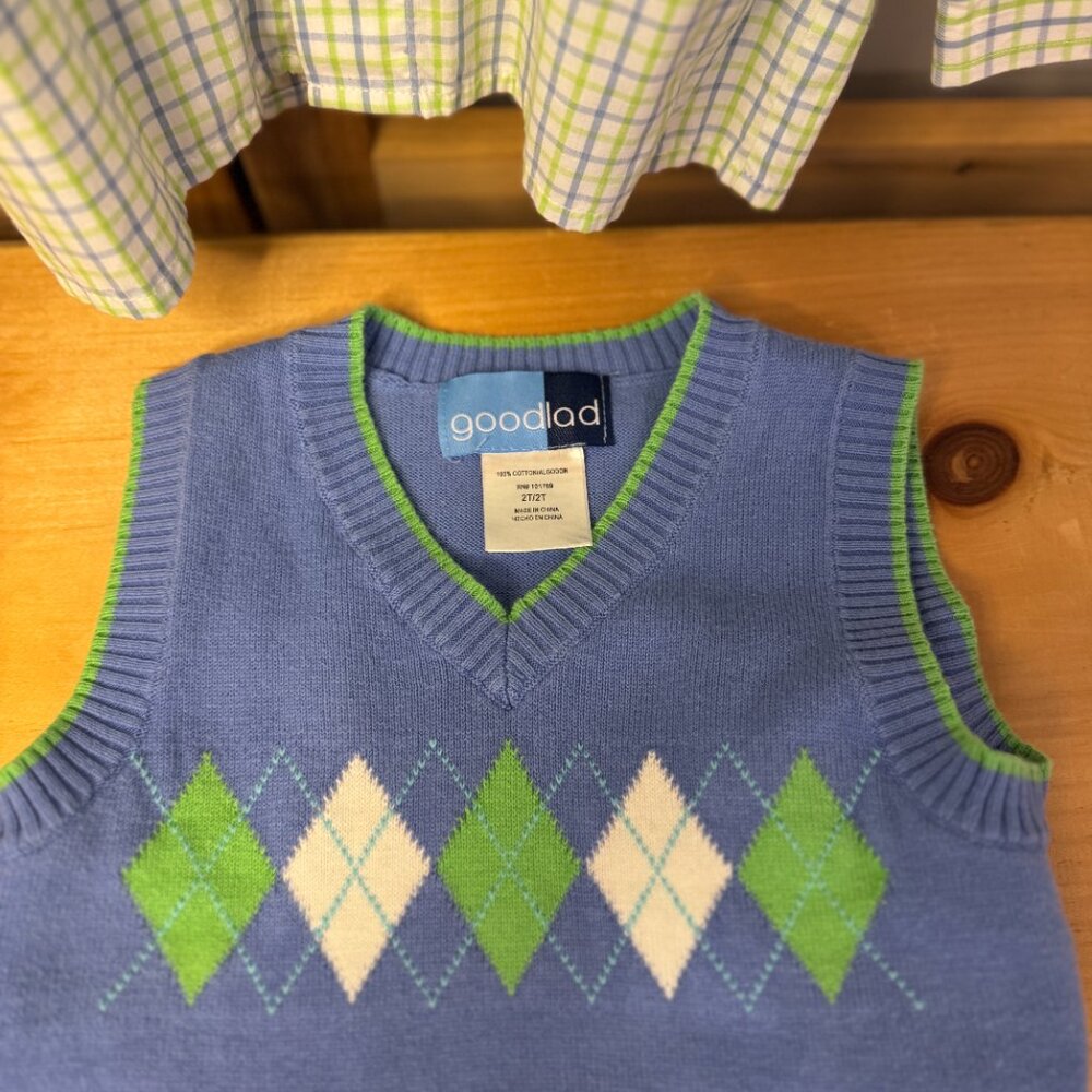 Good Lad Boys Dress Shirt & Argyle Sweater Vest Set Size 2 - Picture 5 of 8